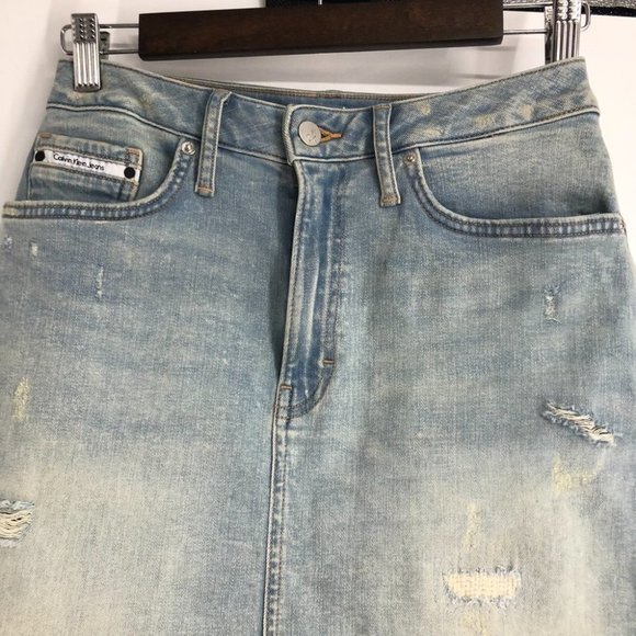 Calvin Klein Jeans Light Blue Skater Skirt - Picture 3 of 14